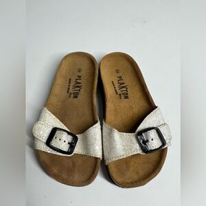 Plakton Glitter Agata  Leather Sandal Toddlers Girl Size 8 Made in Spain